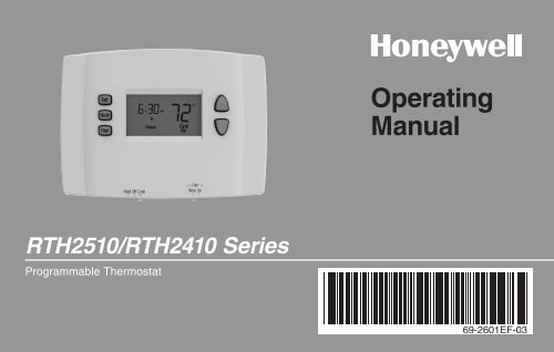 Honeywell 5-1-1 Day Programmable Thermostat (RTH2410B) - 5-1-1 Day Programmable Thermostat Operating Manual (English,French) 