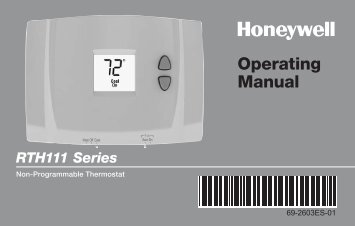Honeywell Digital Non-Programmable Thermostat (RTH111B1016) - Digital Non-Programmable Thermostat Operating Manual (English,Spanish) 