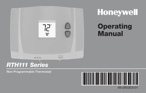 Honeywell Digital Non-Programmable Thermostat (RTH111B1016) - Digital Non-Programmable Thermostat Operating Manual (English,Spanish) 