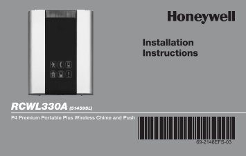 Honeywell Premium Portable Wireless Chime & Push Button (RCWL330A) - Premium Portable Plus Wireless Chime and Push Button Installation Instructions (English, French, Spanish) 