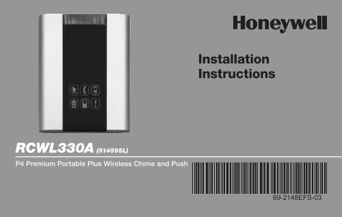 Honeywell Premium Portable Wireless Chime &amp; Push Button (RCWL330A) - Premium Portable Plus Wireless Chime and Push Button Installation Instructions (English, French, Spanish) 