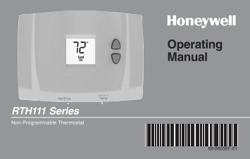 Honeywell Digital Non-Programmable Thermostat (RTH111B1016) - Digital Non-Programmable Thermostat Operating Manual (English,French) 