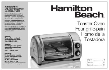 Hamilton Beach Easy Reachâ¢ 4 Slice Toaster Oven in Candy Apple Red (31337) - Use and Care Guide