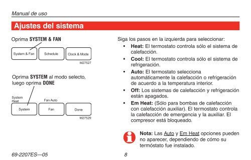 Honeywell 7-Day Programmable Thermostat (RTH7600D) - 7-Day Programmable Thermostat Operating Manual (English,Spanish) 