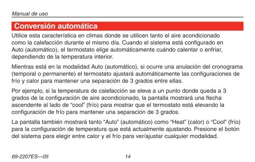 Honeywell 7-Day Programmable Thermostat (RTH7600D) - 7-Day Programmable Thermostat Operating Manual (English,Spanish) 