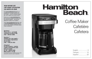 Hamilton Beach Programmable Easy Access Coffee Maker (46300) - Use and Care Guide
