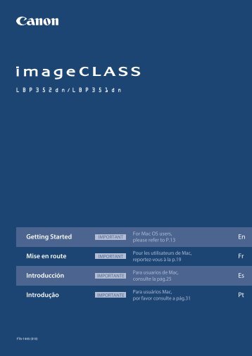 Canon imageCLASS LBP351dn - LBP352dn/LBP351dn Getting Started
