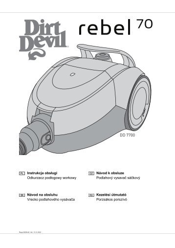 Dirt Devil Dirt Devil Bagged Vacuum Cleaner - DD7700-3 - Manual (Multilingue)