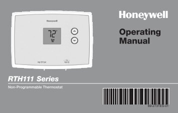 Honeywell Digital Non-Programmable Thermostat (RTH111B1024) - Digital Non-Programmable Thermostat Operating Manual (English,Spanish) 