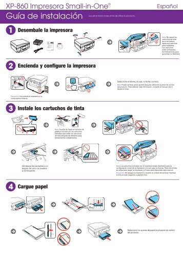 Epson Epson Expression Photo XP-860 Small-in-OneÂ® All-in-One Printer - Start Here - GuÃ­a de instalaciÃ³n (Spanish)