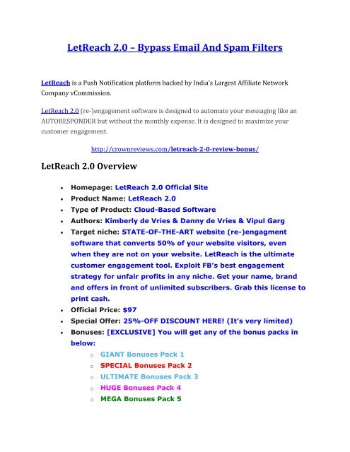 LetReach 2.0 Review-(FREE) $32,000 Bonus & Discount