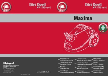 Dirt Devil Dirt Devil Bagged Vacuum Cleaner - M8424 - Manual (Multilingue)