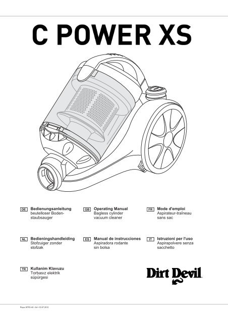 Dirt Devil Dirt Devil Bagless Vacuum Cleaner M2818 Manual Multilingue