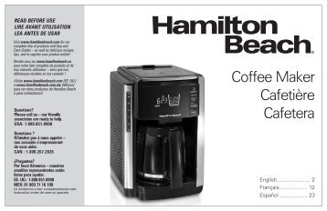 Hamilton Beach TruCount â¢ 12 Cup Coffee Maker (45300) - Use and Care Guide