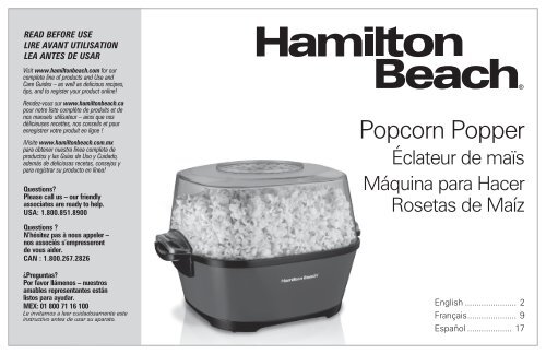 How to Use - Hamilton Beach Electric Hot Oil Popcorn Popper 