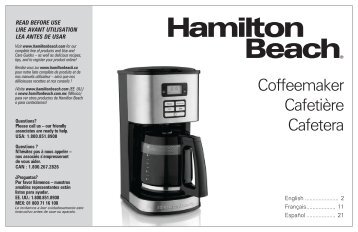 Hamilton Beach 12 Cup Programmable Coffee Maker (49618) - Use and Care Guide