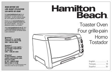 Hamilton Beach Toaster Oven (31330) - Use and Care Guide