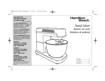 Hamilton Beach 6 Speed Stand Mixer (63324) - Use and Care Guide