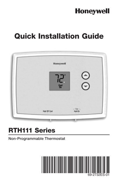 Honeywell Digital Non-Programmable Thermostat (RTH111B1024) - Digital Non-Programmable Thermostat Installation Manual (English,Spanish) 