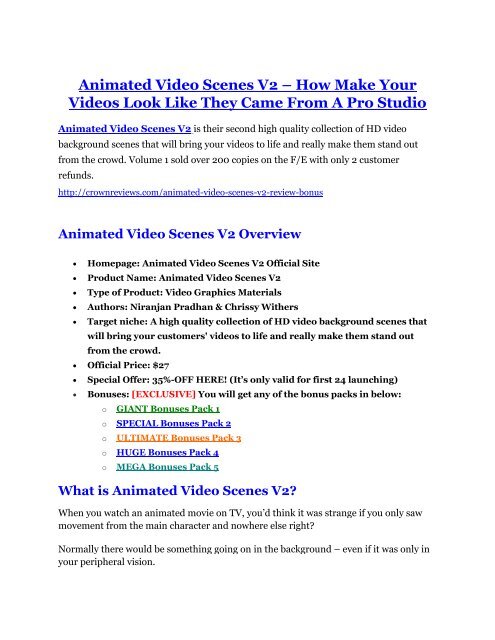 Animated Video Scenes V2 Review and (MASSIVE) $23,800 BONUSES