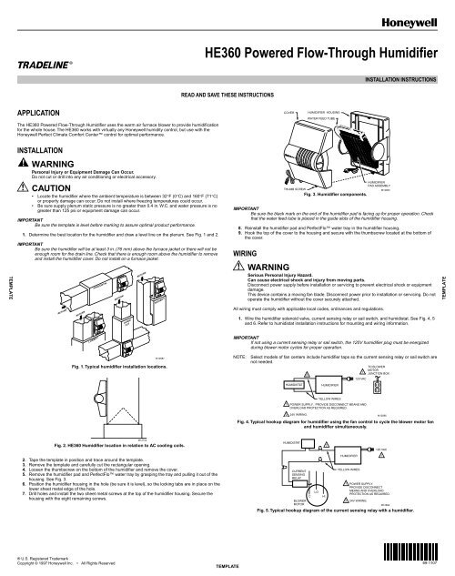 Honeywell H360 Power Flow Through Humidifier (HE360A) Powered Flow