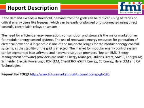 Modular Energy Control System Market Global Industry Analysis, size, share and Forecast 2014-2020