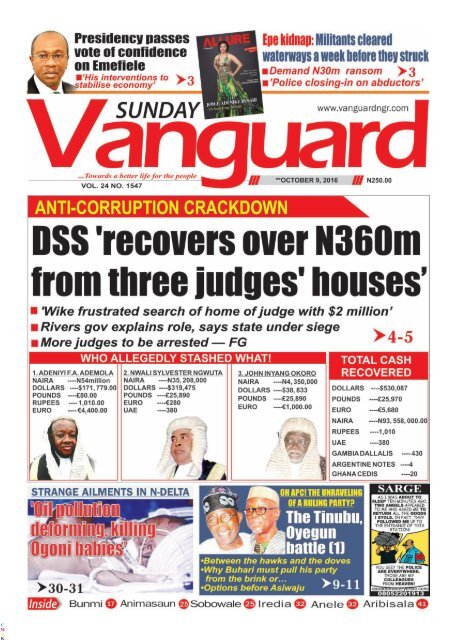 DSS 'recovers over N360m from three judges' houses