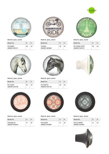 L'AGAPE Cabinet Knobs Catalogue