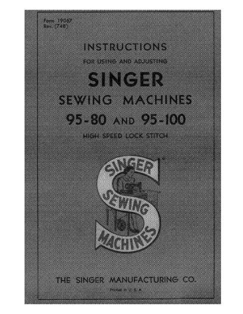 Singer 95-80 95-100 - English - User Manual