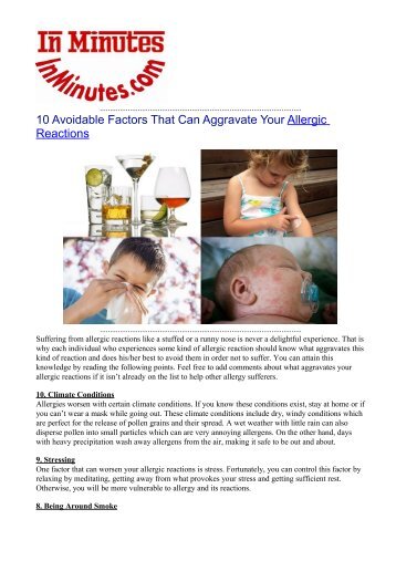 10 Avoidable Factors That Can Aggravate Your Allergic Reactions