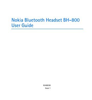 Nokia Bluetooth Headset BH-800 - Bluetooth Headset BH-800 manual