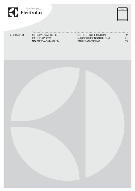 Electrolux ESL4500LO - TÃ©lÃ©charger FR manuel au format PDF (1720 Kb)