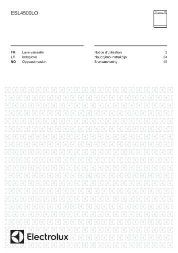 Electrolux ESL4500LO - TÃ©lÃ©charger FR manuel au format PDF (1842 Kb)