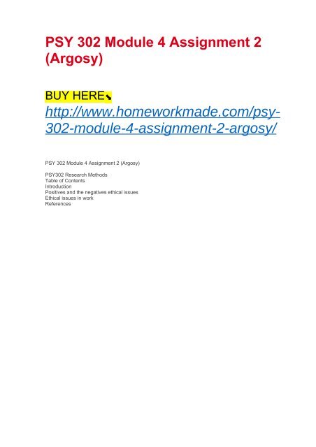 PSY 302 Module 4 Assignment 2 (Argosy)