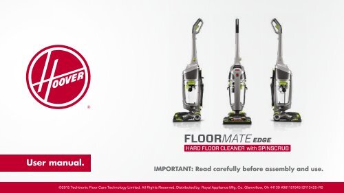 Hoover FloorMate&reg; Edge Hard Floor Cleaner - FH40190 - Manual