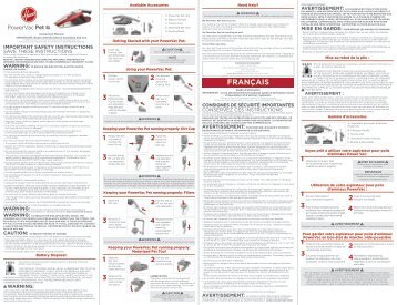 Hoover Hoover Â® PowerVac Pet 18-Volt Cordless Hand Vacuum - BH10100 - Manual
