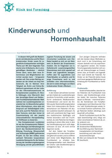 Kinderwunsch und Hormonhaushalt - Kompetenznetz Akute und ...