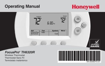 Honeywell Programmable Wireless FocusPRO Comfort System - Programmable Wireless FocusPRO Comfort System Operating Manual (English,French,Spanish) 