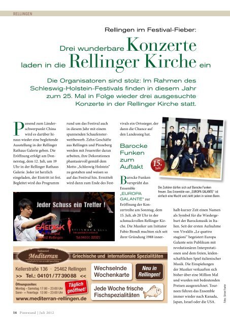 Konzerte vom Feinsten - PINNWAND - Magazin