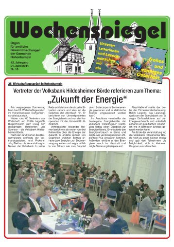 Ausgabe 16/2011 - in der Gemeinde Hohenhameln