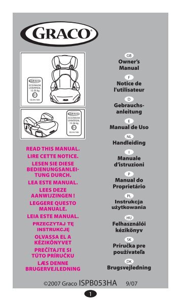 Graco BOOSTER BASIC - BOOSTER BASIC mode d'emploi