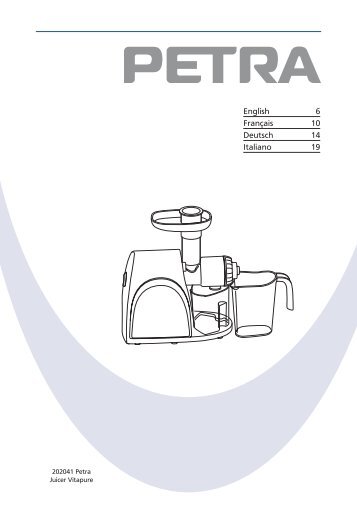 Petra Electric Extracteur de jus Petra Electric FG2007 - notice