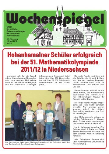 Ausgabe 20/2012 - in der Gemeinde Hohenhameln