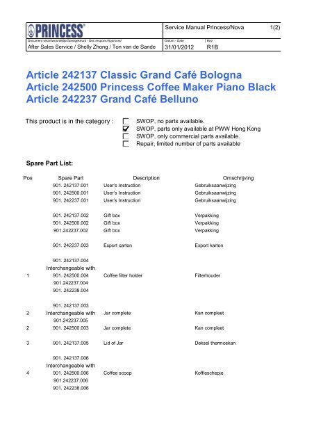 Princess Grand Caf&eacute; Bologna - 242137 - 242137_Manual.pdf