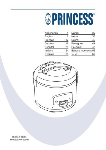 Princess 3D Warming Rice Cooker 1L - 271930 - 271930_Manual.pdf