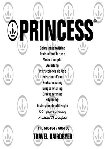 Princess 5104 Princess Travel Hairdryer 1200 [UK] - 505104 - 505104_Manual.pdf