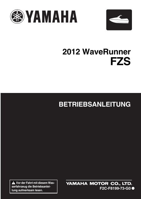 Yamaha FZS SVHO - 2012 - Manuale d'Istruzioni Deutsch