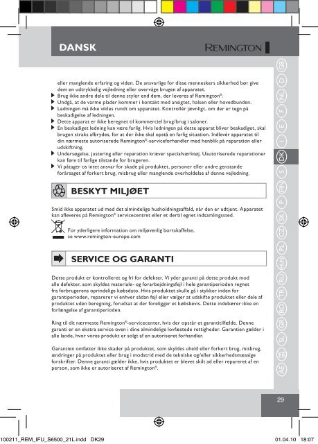 Remington S6500 - S6500 mode d'emploi