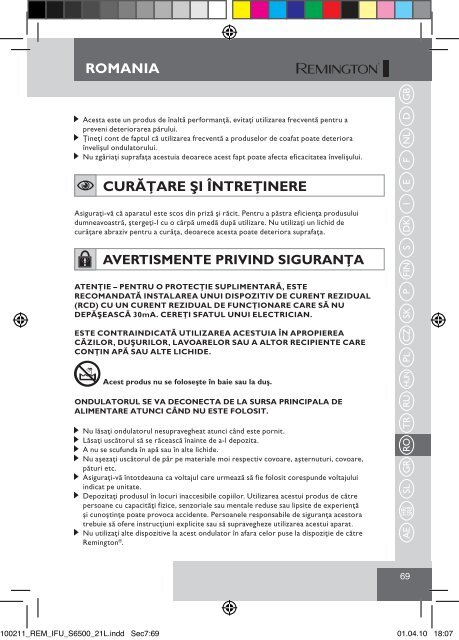 Remington S6500 - S6500 mode d'emploi