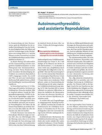 Autoimmunthyreoiditis und assistierte Reproduktion - Schilddrüsen ...